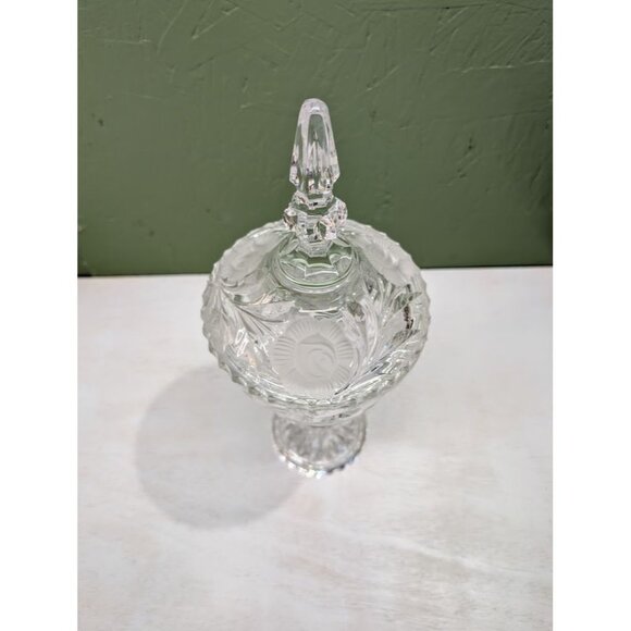 The Rose Collection hand cut crystal Pedestal candy box dish trinket holder - Picture 3 of 6